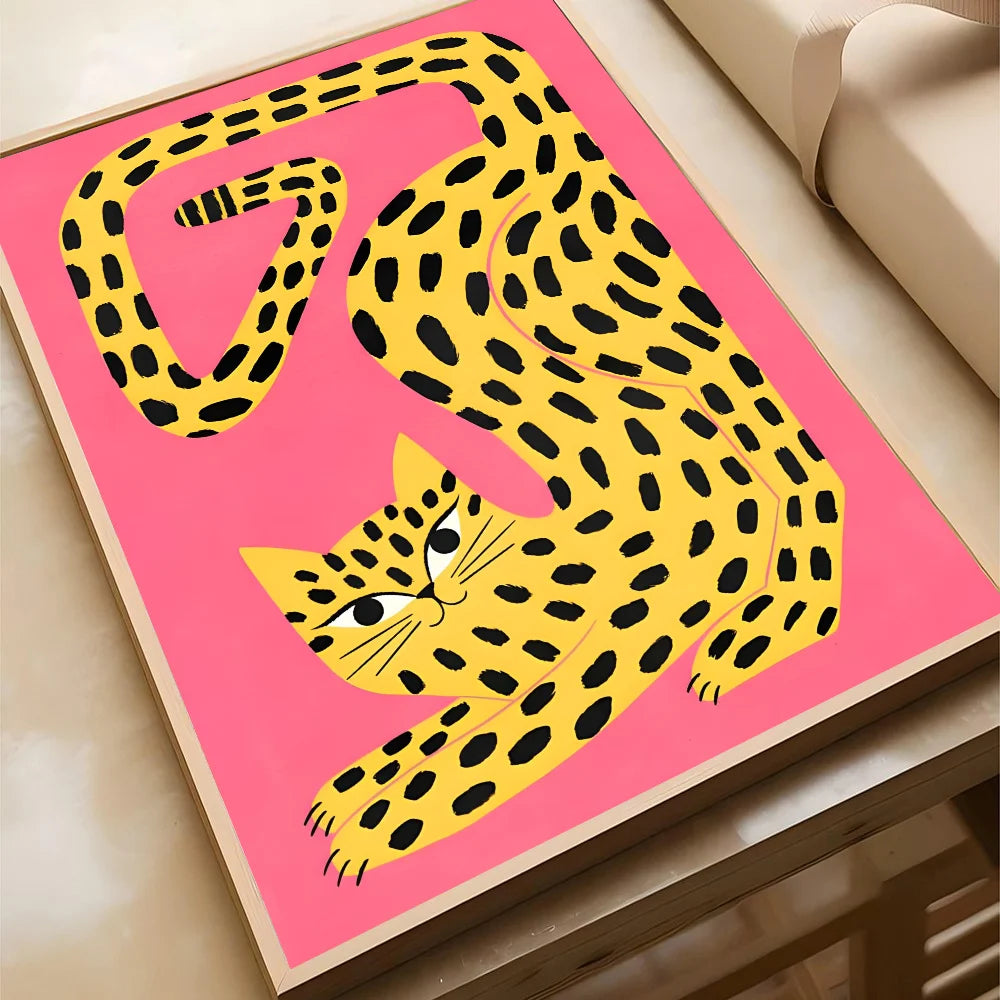 Wild Leopard Tiger Vase Flower Poster Poster Paper Print Home Living Room Bedroom Entrance Bar Cafe Art Painting Decoration