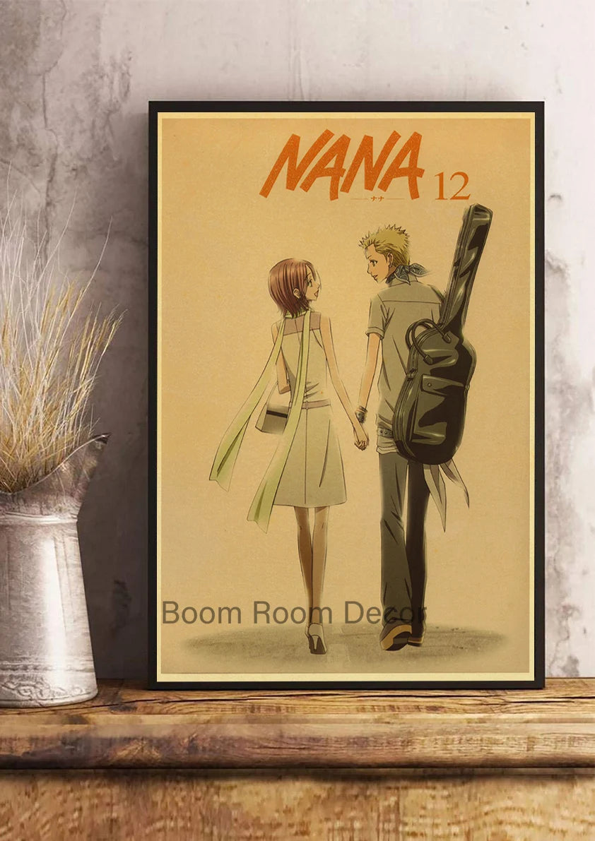 Hot Anime Posters NANA Retro Kraft Paper Sticker Poste 2021 Arrivals Bar Cafe Decor Nostalgia Gift Funny Prints Wall Paintings
