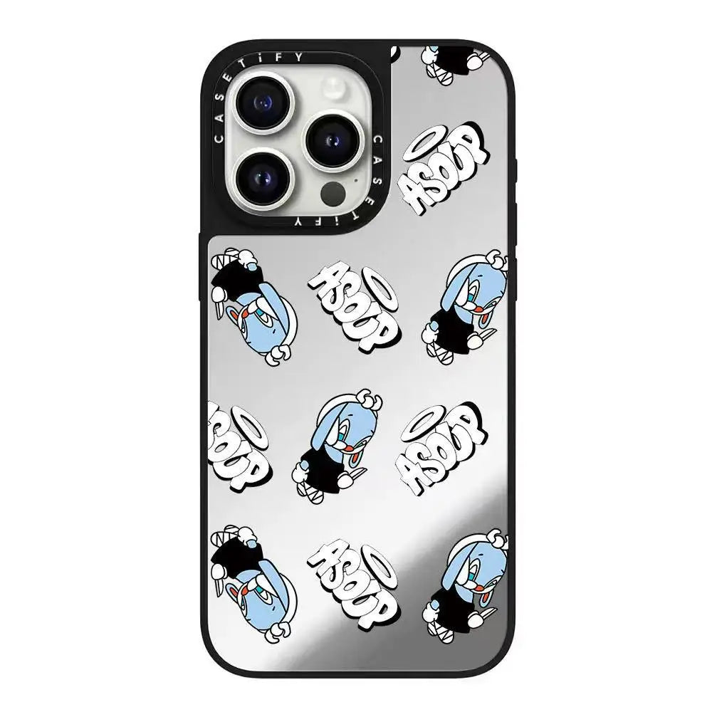 Adorable Happy Dog Apple Clear Mirror New Model Phone Case for 16Pro Max Cute Unique Design Mobile Shell Cover