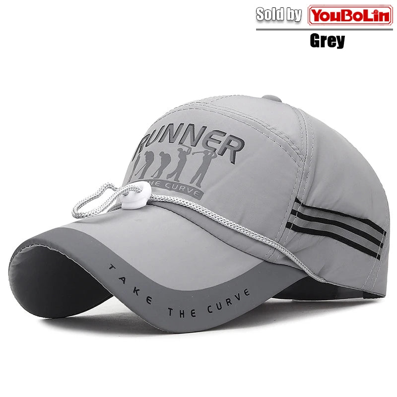 Summer With Windproof Rope Extended Brim Adjustable Cotton Baseball Cap Fishing Hat Trucker Caps Dad Hats