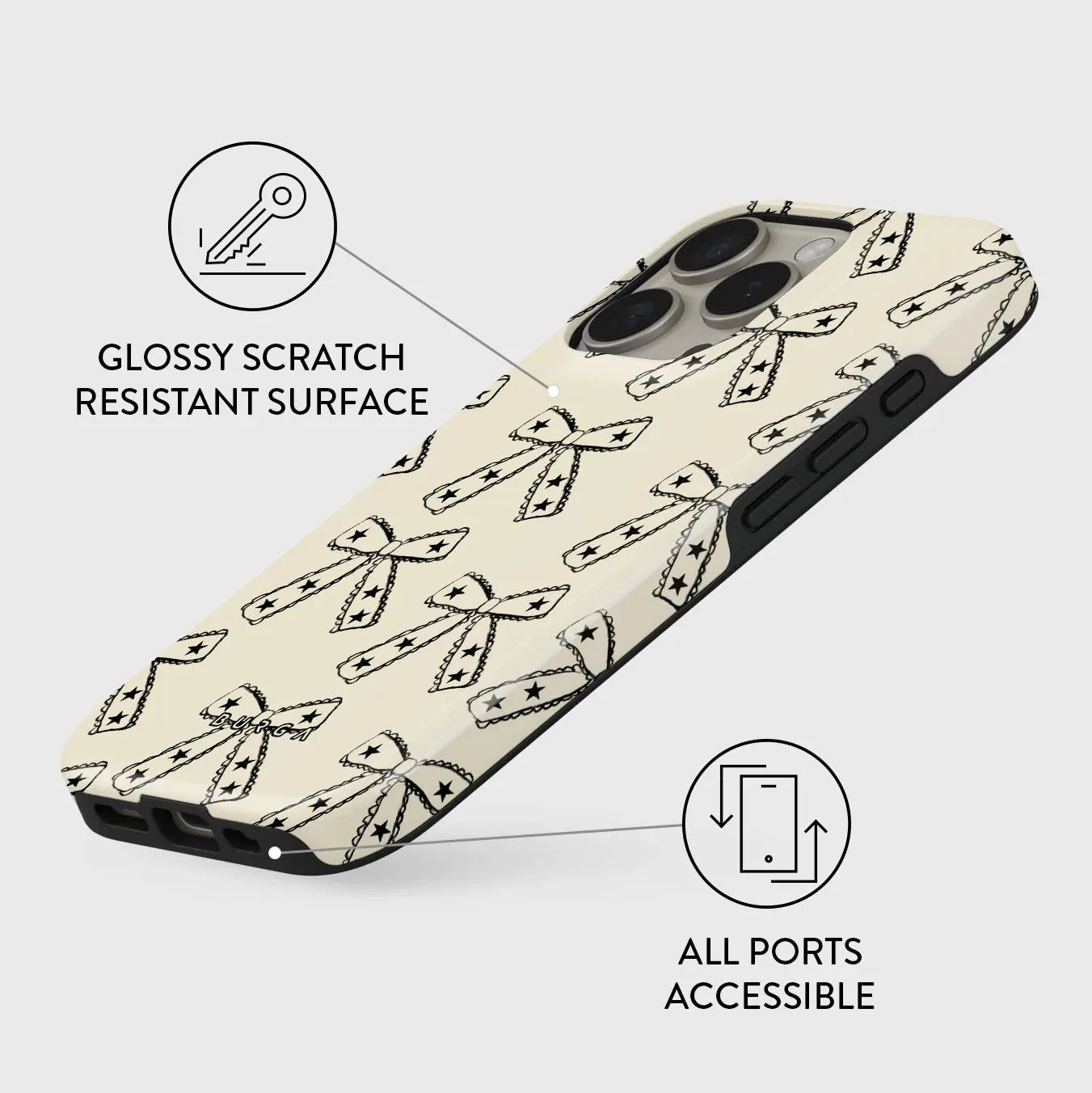 Bow BURGA Phone Case for iPhone 16 15 14 13 12 11 X XS XR XSMAX 7 8 Pro Max Plus Luxury Double-layer Back Cover