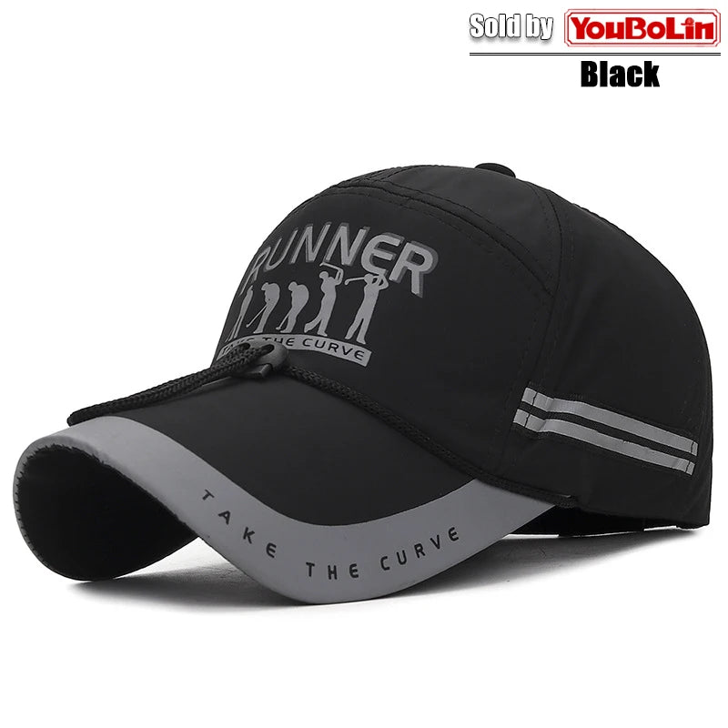 Summer With Windproof Rope Extended Brim Adjustable Cotton Baseball Cap Fishing Hat Trucker Caps Dad Hats
