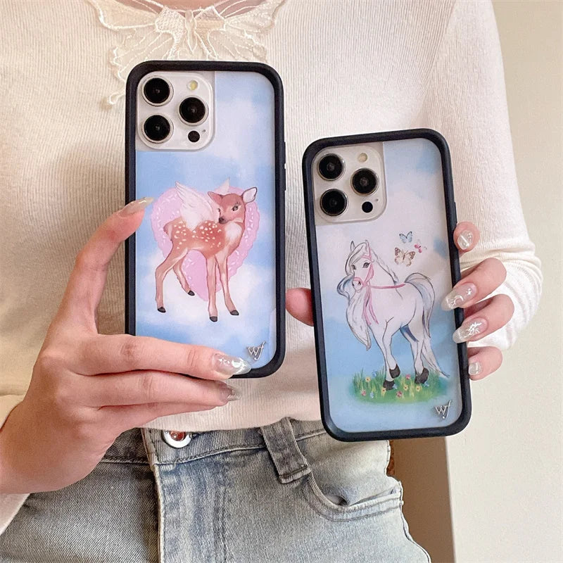 Wildflower 3D Little Angel Devil Phone Case for iPhone 16 15 14 13 12 Pro Max Plus 16pro 15pro WF Fawn Precious Pony Cute Cover