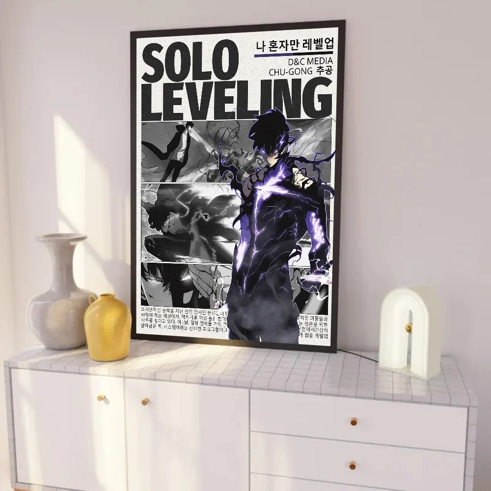 1pc S-Solo L-Leveling Poster Self-adhesive Art Waterproof Paper Sticker Coffee House Bar Room Wall Decor