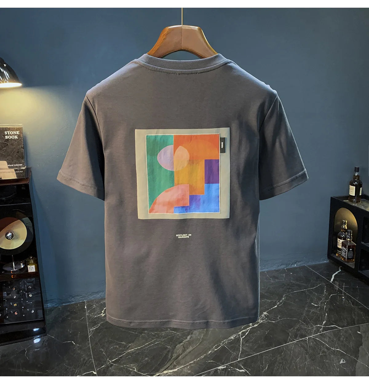 2025 Summer New Geometric Creative Printed Short sleeved T-shirt for Men, Comfortable, Versatile, Premium Embroidered Top