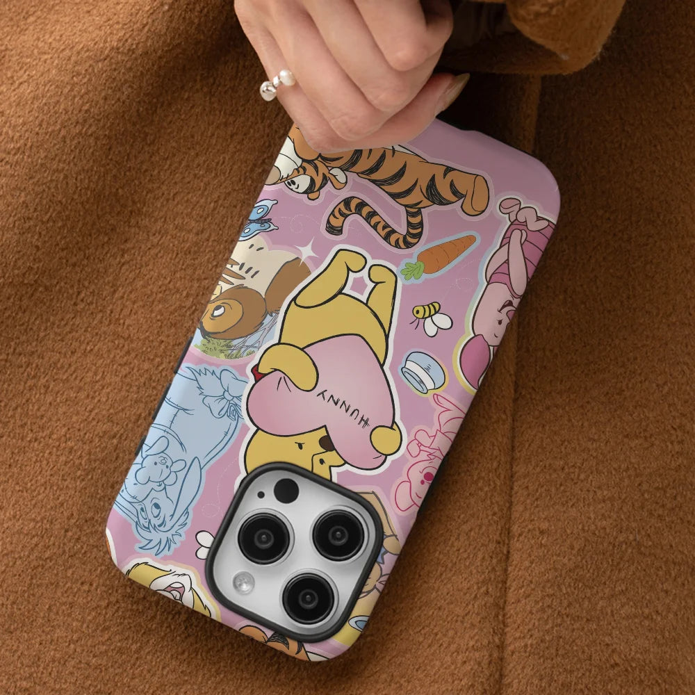Winnie The Pooh Cute Sticker Phone Case Phone Case Film shell For iPhone 16 15 14 13 12 11 Pro Max Plus