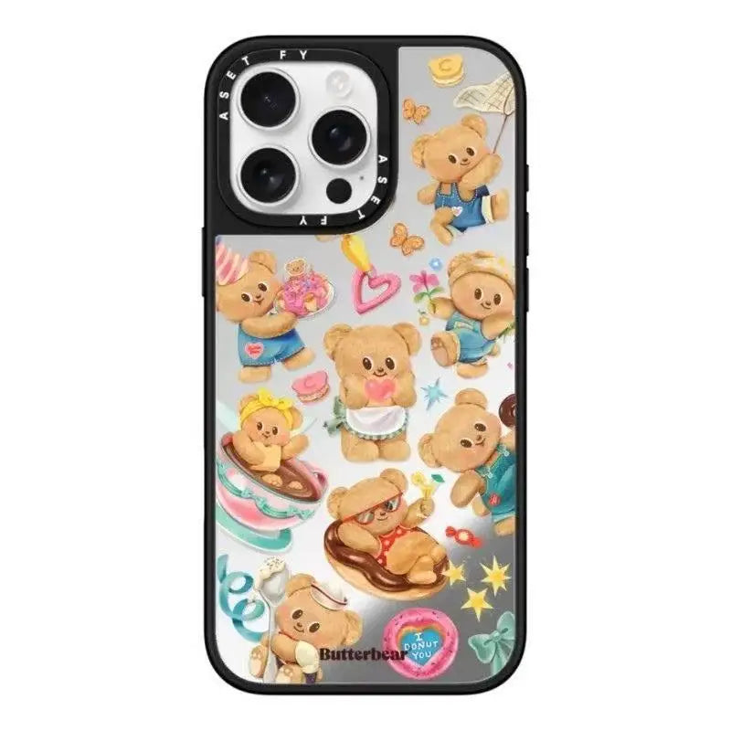 Magsafe Compatible Butter Bear Apple Mirror for iPhone 16 pro Max Case - Magnetic Attraction High-Quality Phone Cover
