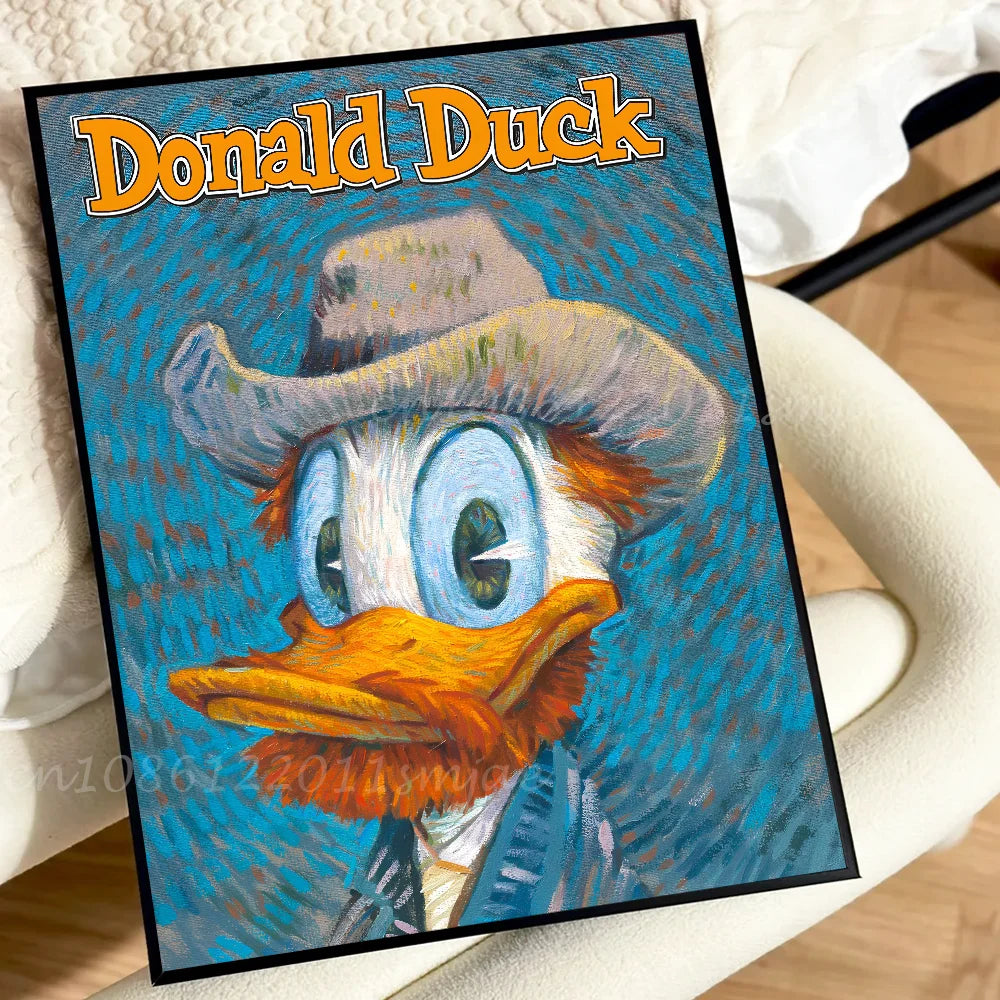 Cute Funny Cartoon Duck Poster Self-adhesive Art Waterproof Paper Sticker Coffee House Bar Room Wall Decor