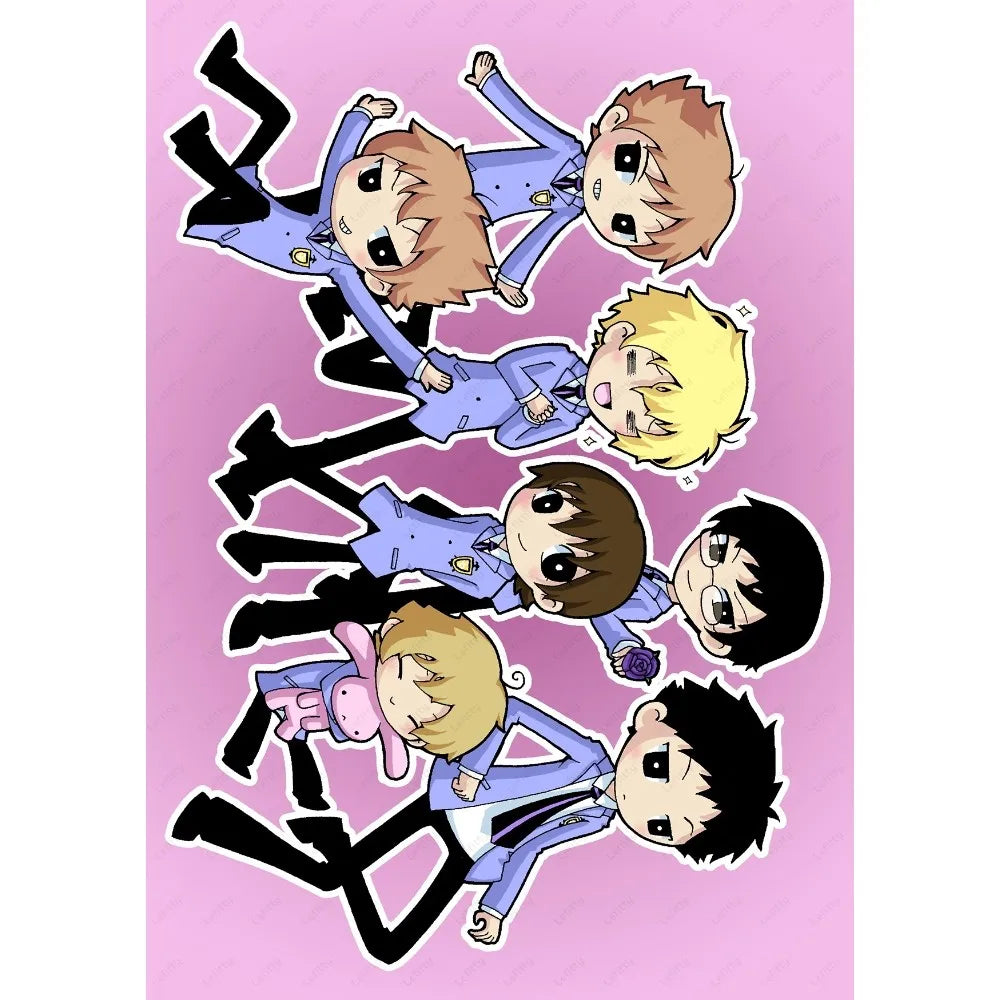 Anime Ouran High School Host Club Pink Poster Sticky Wall Art Printing Waterproof Home Living Bed Room Bar Aesthetic Decor