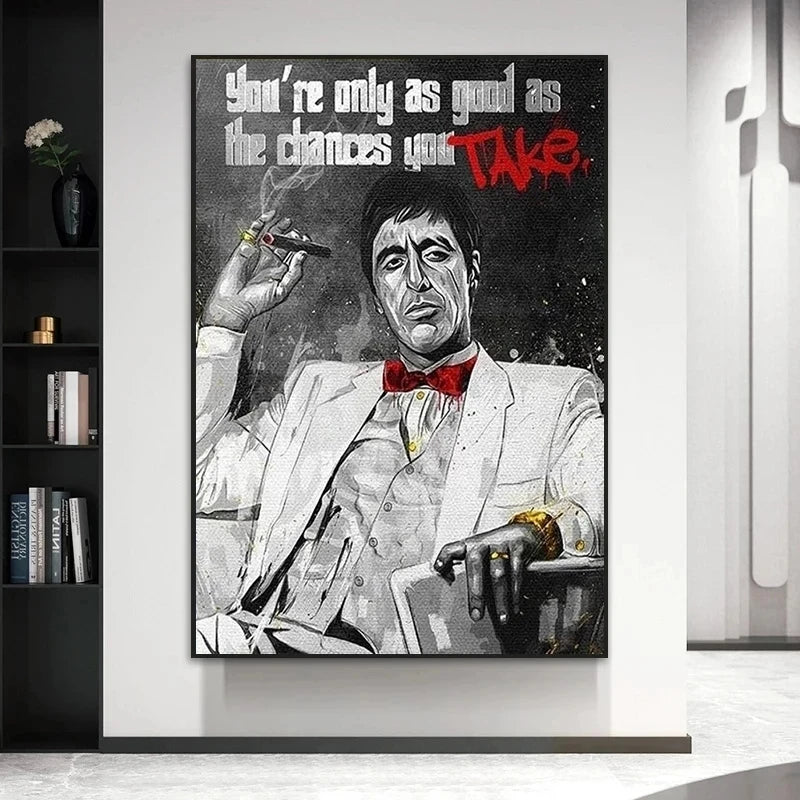 Scarface Tony Montana Series Motivational Quote Dollars/Money/Cash Canvas Painting Wall Pictures Bedroom Office Home Decoration