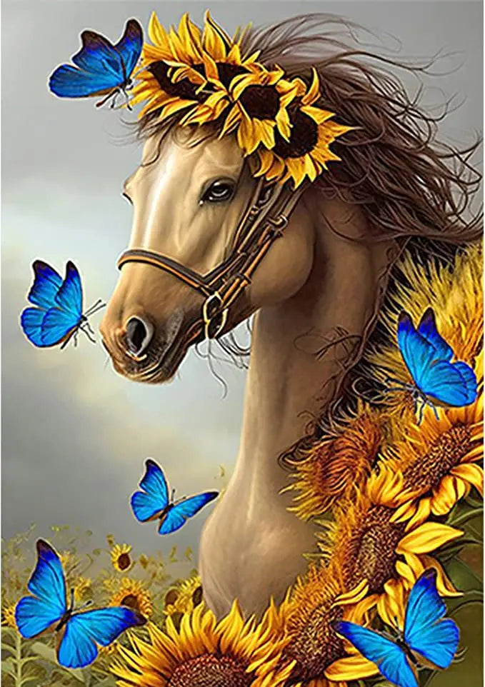 Diamond Embroidery Mosaic Horse Flower Home Decoration 5D Diy Diamond Painting Kits Animal Cross Stitch Crystal Picture Gift