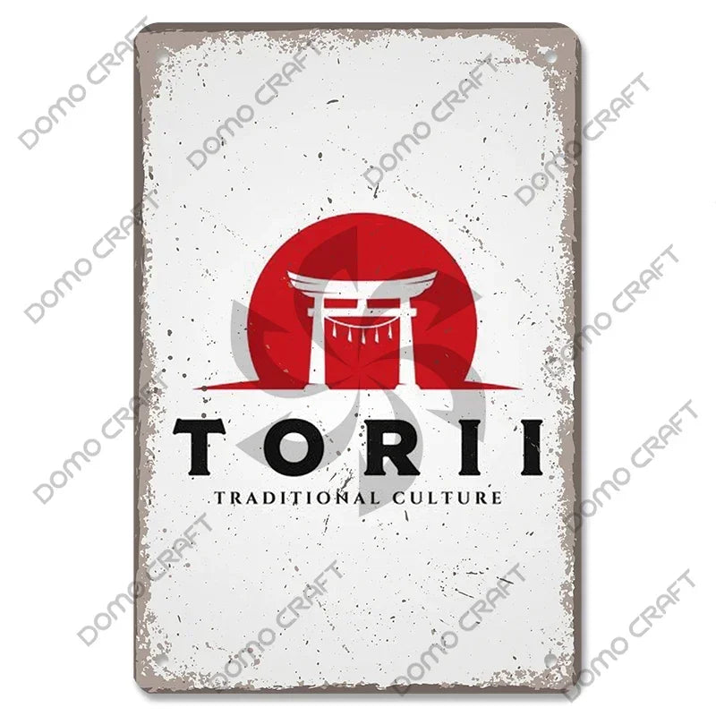 Retro Japanese Cartoon Comics Poster Metal Plate Takoyaki Noodles Fish Metal Sign Dining Room Club Wall Decor
