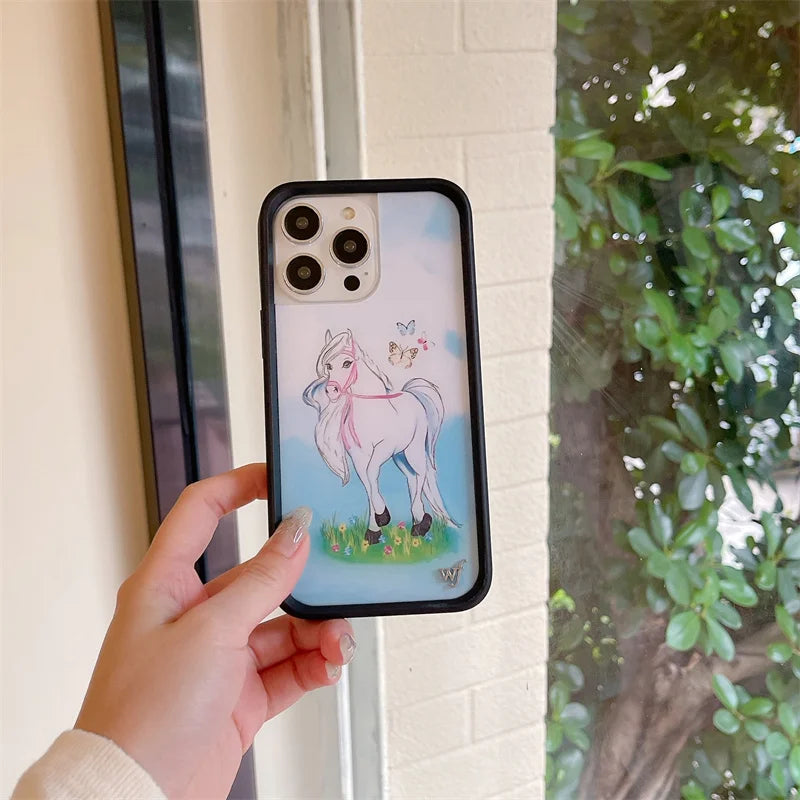 Wildflower 3D Little Angel Devil Phone Case for iPhone 16 15 14 13 12 Pro Max Plus 16pro 15pro WF Fawn Precious Pony Cute Cover
