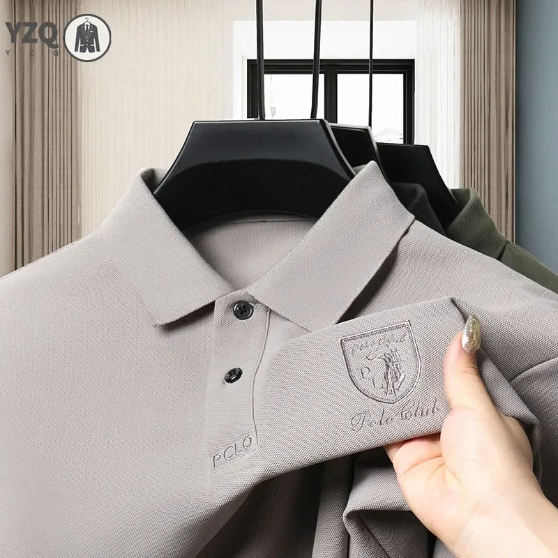 2024 Men's New Embroidered Cotton Business Leisure Short Sleeved POLO Shirt Fashion Short Sleeved Comfortable and Breathable Top