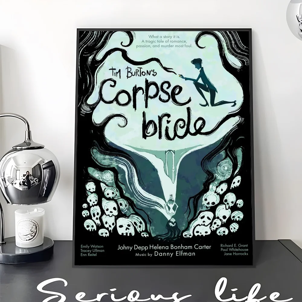 C-Corpse Bride Cartoon Movie Sticky Posters Retro Kraft Paper Sticker DIY Room Bar Cafe Aesthetic Art Wall Painting