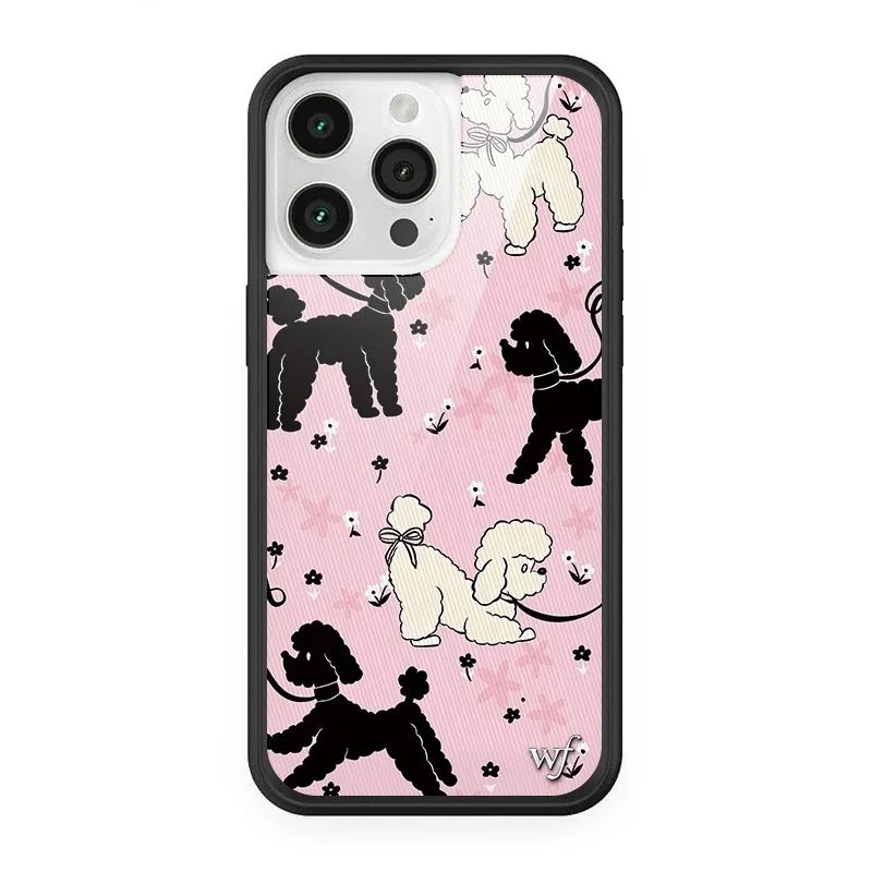 Wildflower Cartoon Cute Animal Cat Puppy Butterfly Horse Phone Case For iPhone 13 14 15 16 Pro Max WF Lovely Dancing Bear Cover