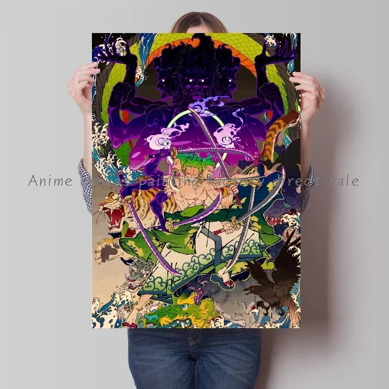 Japan Bandai Retro Anime Surrounding One Piece Luffy Art Canvas Painting Posters Print Mural Home Wall Aesthetic Room Decor