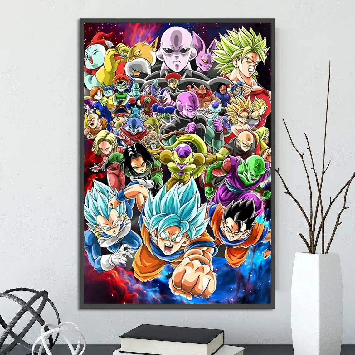 Dragon Ball Self-adhesive Poster Super Saiyan Goku Anime Wallpapr Vegeta Home Decoration Painting Wall Art Kid Birthday Gift