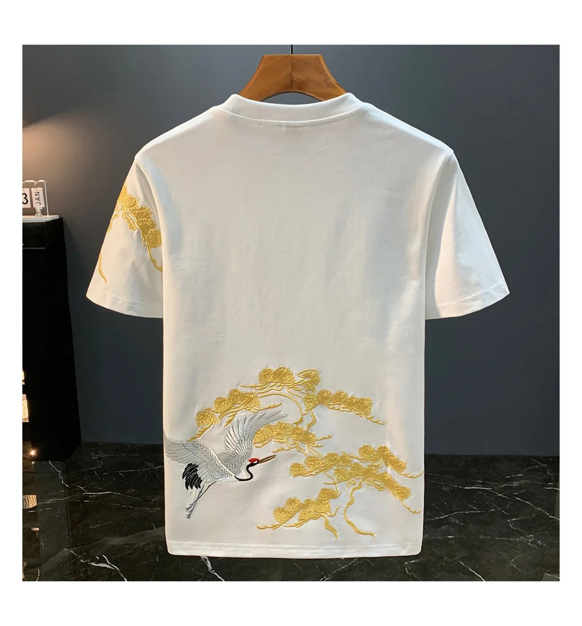 Chinese ethnic style embroidered printed short sleeved T-shirt for men's summer fashion, casual, versatile and trendy top