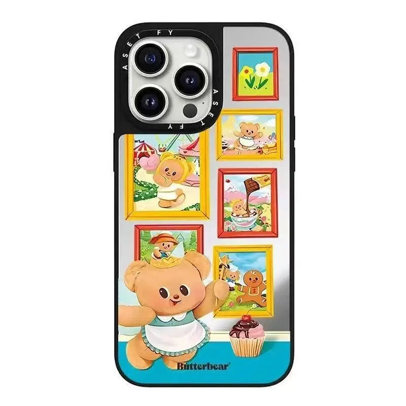 Magsafe Compatible Butter Bear Apple Mirror for iPhone 16 pro Max Case - Magnetic Attraction High-Quality Phone Cover