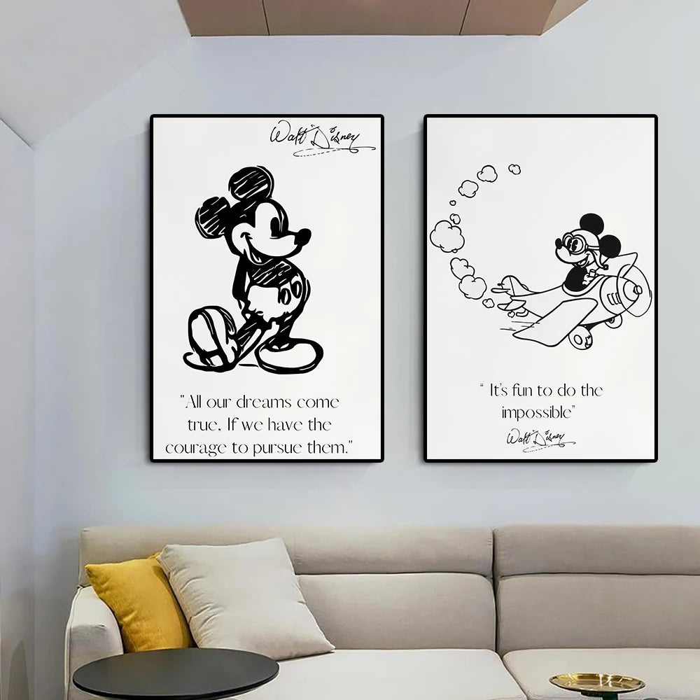 Disney Donald Duck Poster And Print Abstract Mickey Minnie Mouse Canvas Painting Disneyland Character Simple Wall Art Room Decor