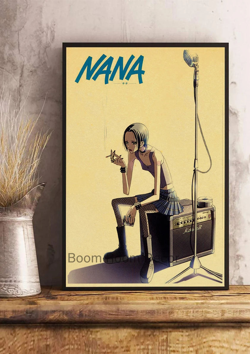 Hot Anime Posters NANA Retro Kraft Paper Sticker Poste 2021 Arrivals Bar Cafe Decor Nostalgia Gift Funny Prints Wall Paintings