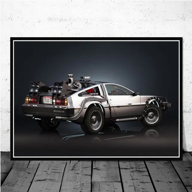 Back To The Future Car Canvas Art Print Retro Movie Wall Decor for Living Room Home Decor Poster