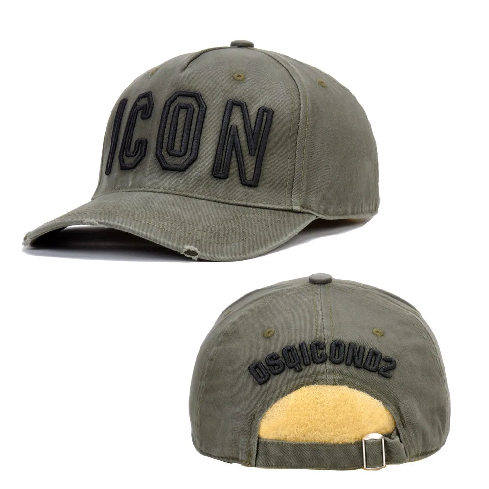 DSQICOND2 Brand 100% Cotton Baseball Caps ICON Letters High Quality Cap Men Women Customer Design Hat Black Cap Dad Hats