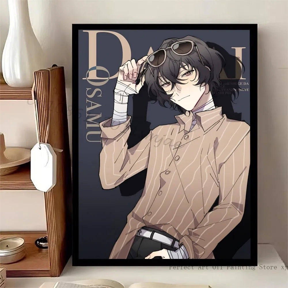 1pc Bungo Stray Dogs Dazai Chuuya Anime Poster Stickers Art Wall Murals Decor Game Room Decor Gifts Kawaii HD Painting Cat Cars