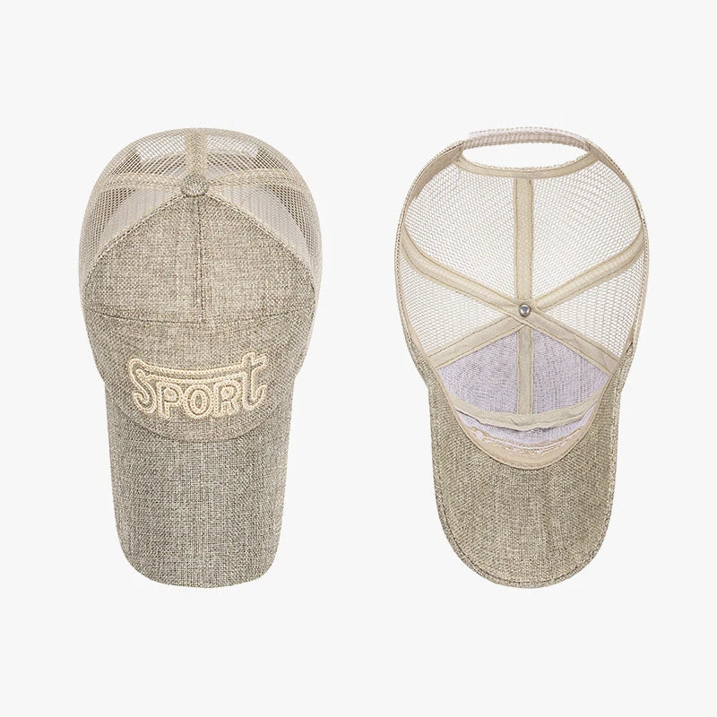New Fashion Outdoor Sport Baseball Cap Casual Snapback Hats linen mesh fabric embroidery Suitable for spring summer and autumn