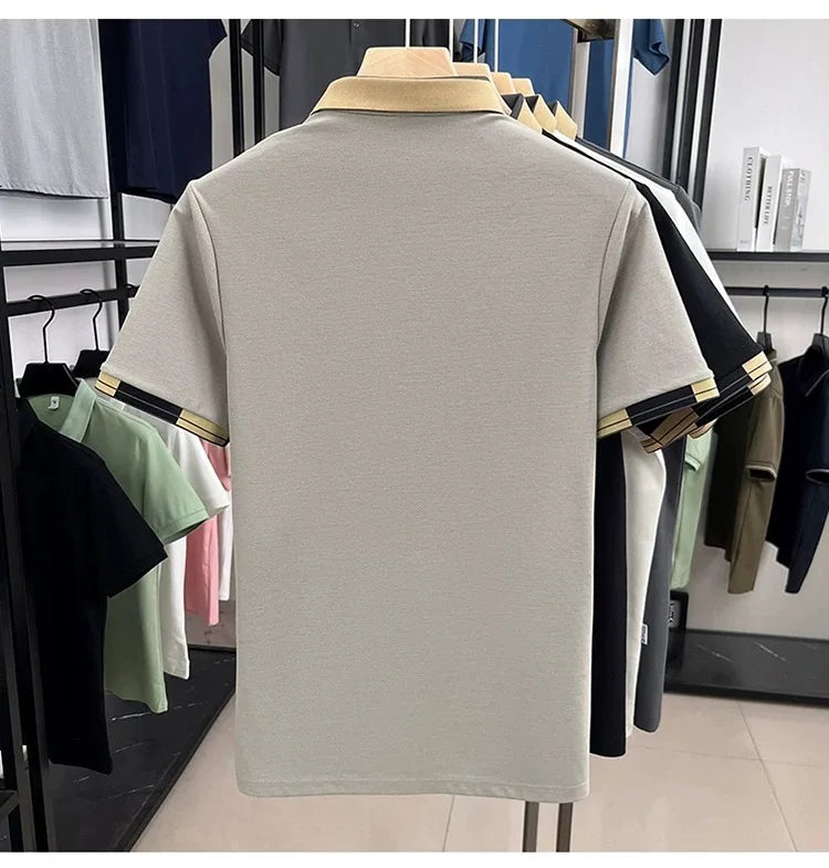Luxury fashion men's short sleeve polo shirt high-quality brand summer breathable casual T-shirt cute cartoon dog embroidery top