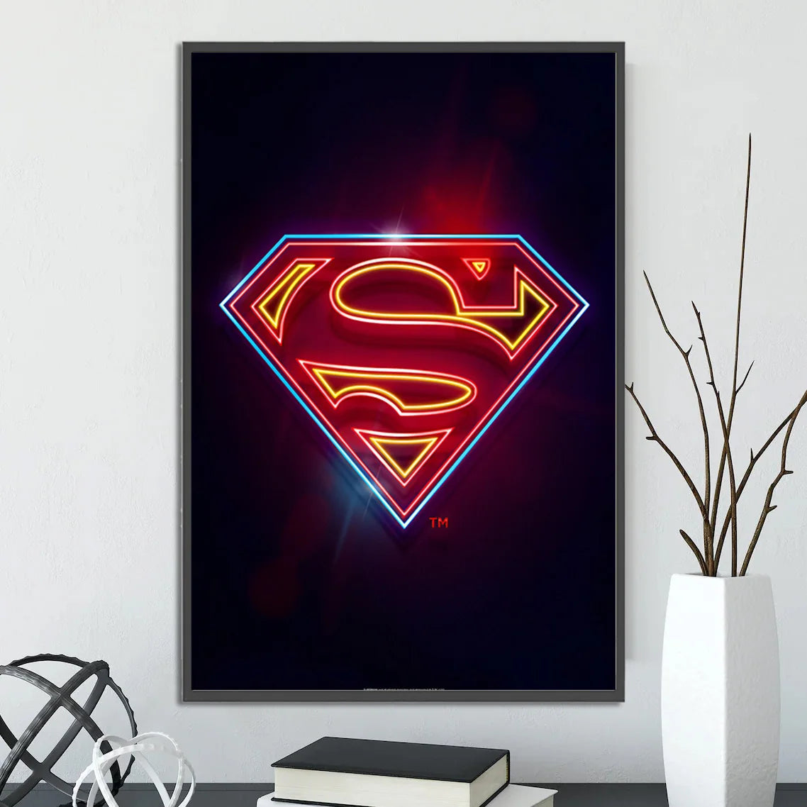 DC Superman Logo Self-adhesive Poster Movie Wallpaper Figures Home Decoration Painting Wall Art Batman Room Decor Kids Gift