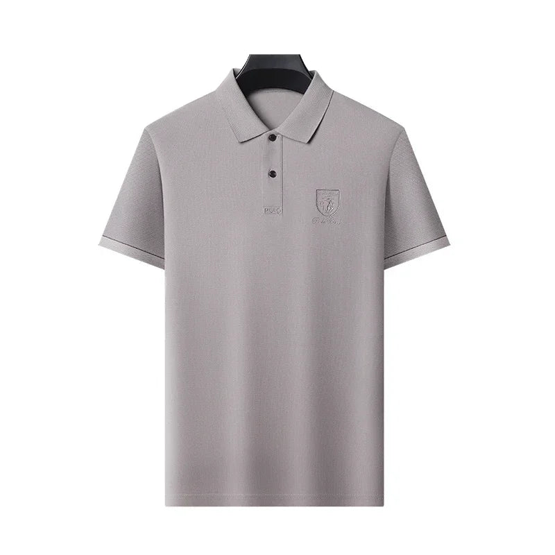 2024 Men's New Embroidered Cotton Business Leisure Short Sleeved POLO Shirt Fashion Short Sleeved Comfortable and Breathable Top