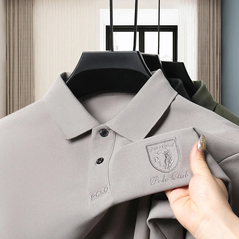 2024 Men's New Embroidered Cotton Business Leisure Short Sleeved POLO Shirt Fashion Short Sleeved Comfortable and Breathable Top
