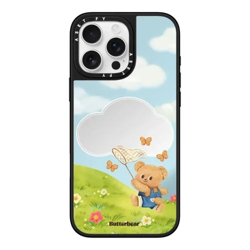Magsafe Compatible Butter Bear Apple Mirror for iPhone 16 pro Max Case - Magnetic Attraction High-Quality Phone Cover