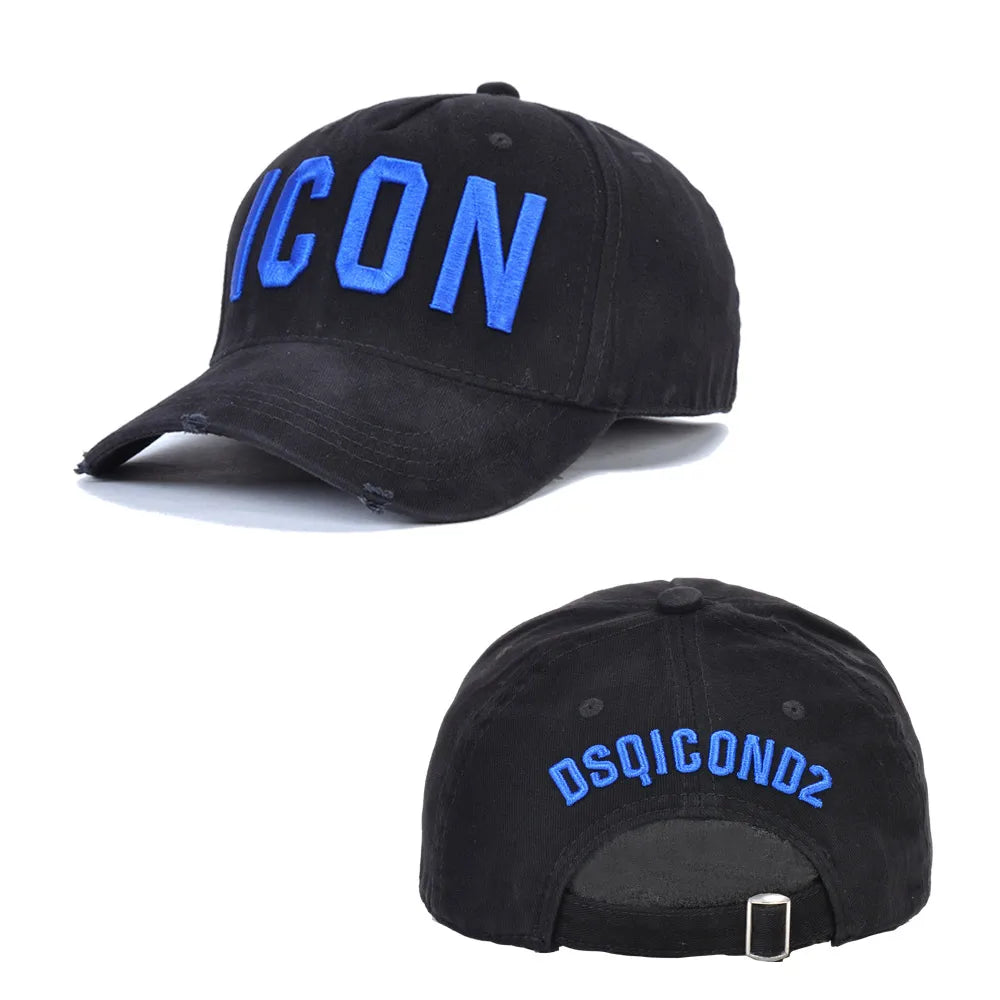 DSQICOND2 Brand 100% Cotton Baseball Caps ICON Letters High Quality Cap Men Women Customer Design Hat Black Cap Dad Hats