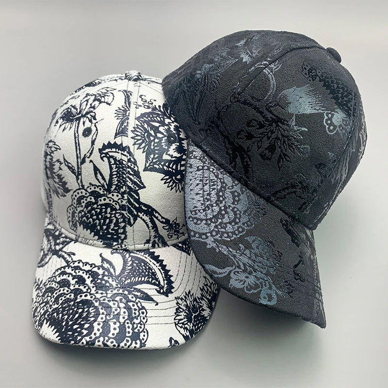New Elegant Flower Leaf Vegan leather Streetwear Men Women Baseball Hats Cotton Kpop Funny Fashion Breathable Sport Hip Hop Caps