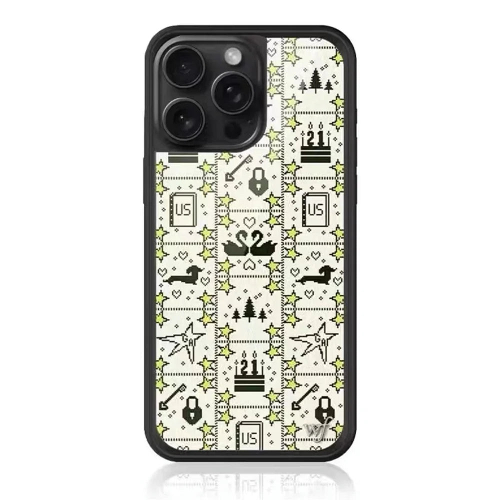 Wildflower Phone Case Cute strawberry for iPhone 15 Pro 16 plus 16 14 13 Pro Max 12 WF National flag Deer swan Cartoon Cover