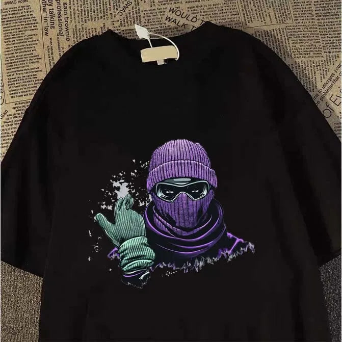 Fashion Hip Hop Smoking boy Print T-shirt Men Summer 100%Cotton Short Sleeve T-shirt Casual Y2k Top Cool Streetwear Men clothing