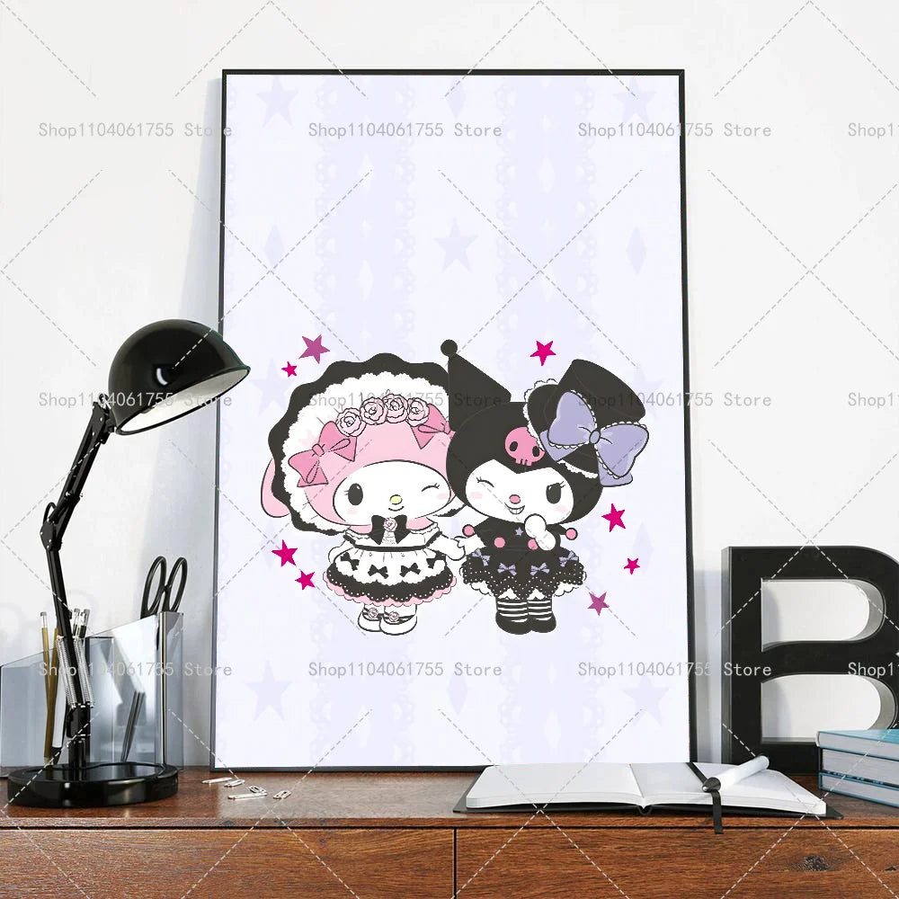1PC Cut Cartoon K-Kuromi Poster Self-adhesive Art Waterproof Paper Sticker Coffee House Bar Room Wall Decor