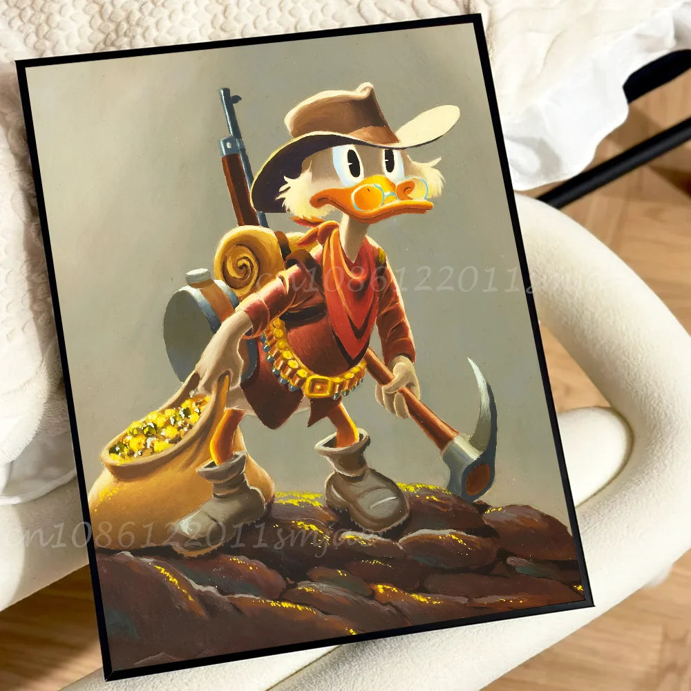 Cute Funny Cartoon Duck Poster Self-adhesive Art Waterproof Paper Sticker Coffee House Bar Room Wall Decor