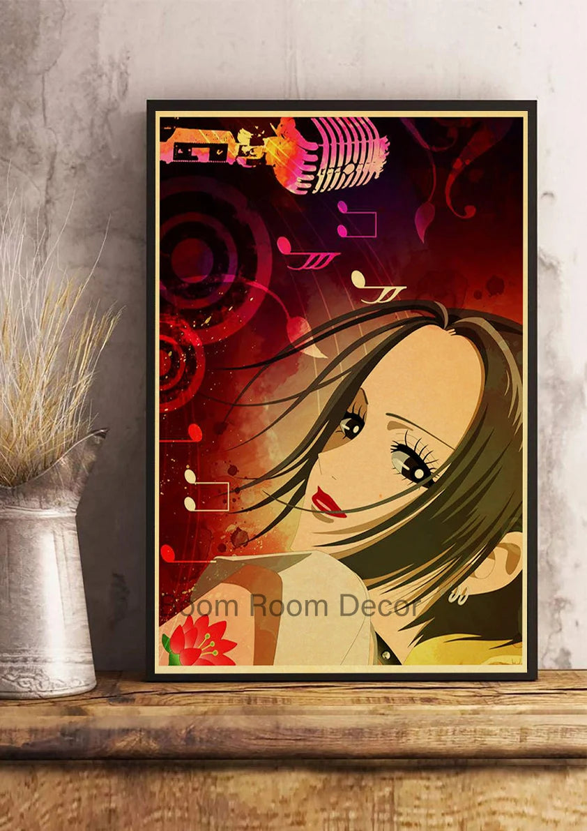 Hot Anime Posters NANA Retro Kraft Paper Sticker Poste 2021 Arrivals Bar Cafe Decor Nostalgia Gift Funny Prints Wall Paintings