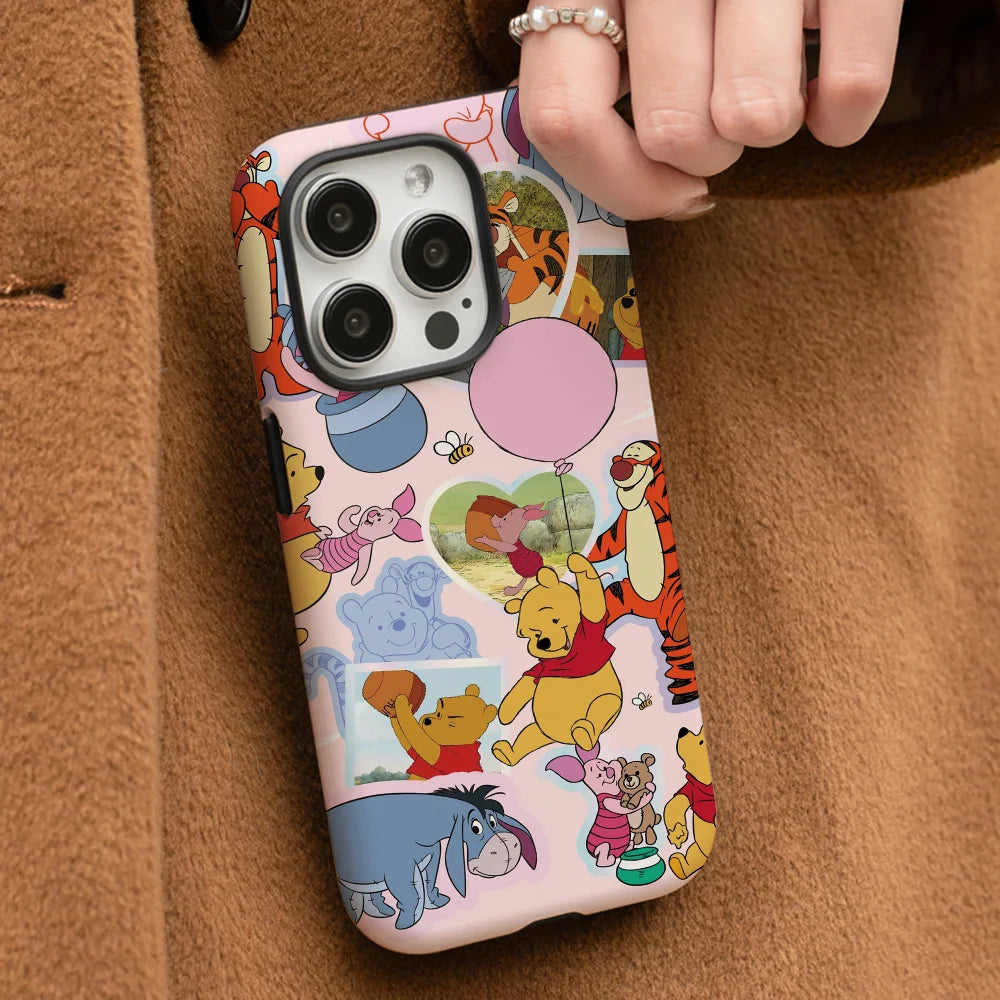 Winnie The Pooh Sticker Phone Case Phone Case Film shell For iPhone 16 15 14 13 12 11 Pro Max Plus