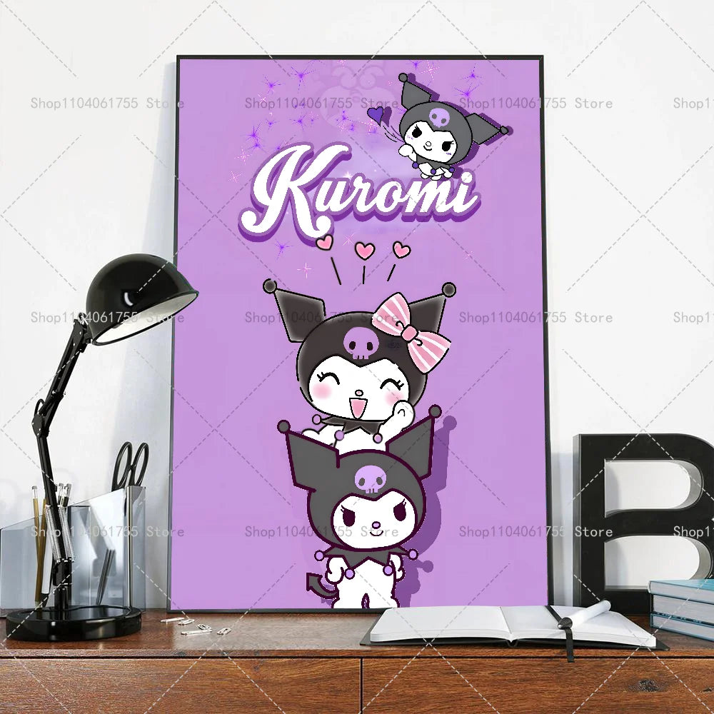 1PC Cut Cartoon K-Kuromi Poster Self-adhesive Art Waterproof Paper Sticker Coffee House Bar Room Wall Decor