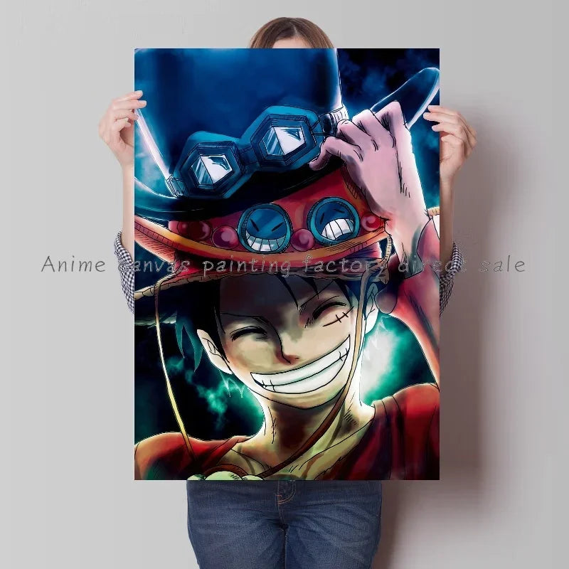 Japan Bandai Retro Anime Surrounding One Piece Luffy Art Canvas Painting Posters Print Mural Home Wall Aesthetic Room Decor