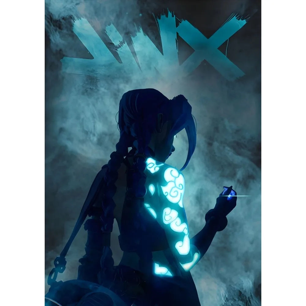 Cartoon Anime Game Arcane J-Jinx Main Art Poster Sticky Wall Art Printing Waterproof Home Living Bed Room Bar Aesthetic Decor