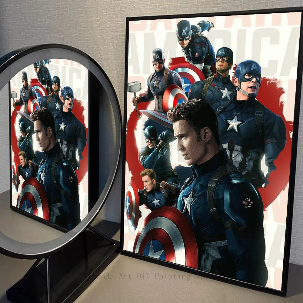 1PC C-Captain America Poster Self-adhesive Art Waterproof Paper Sticker Coffee House Bar Room Wall Decor