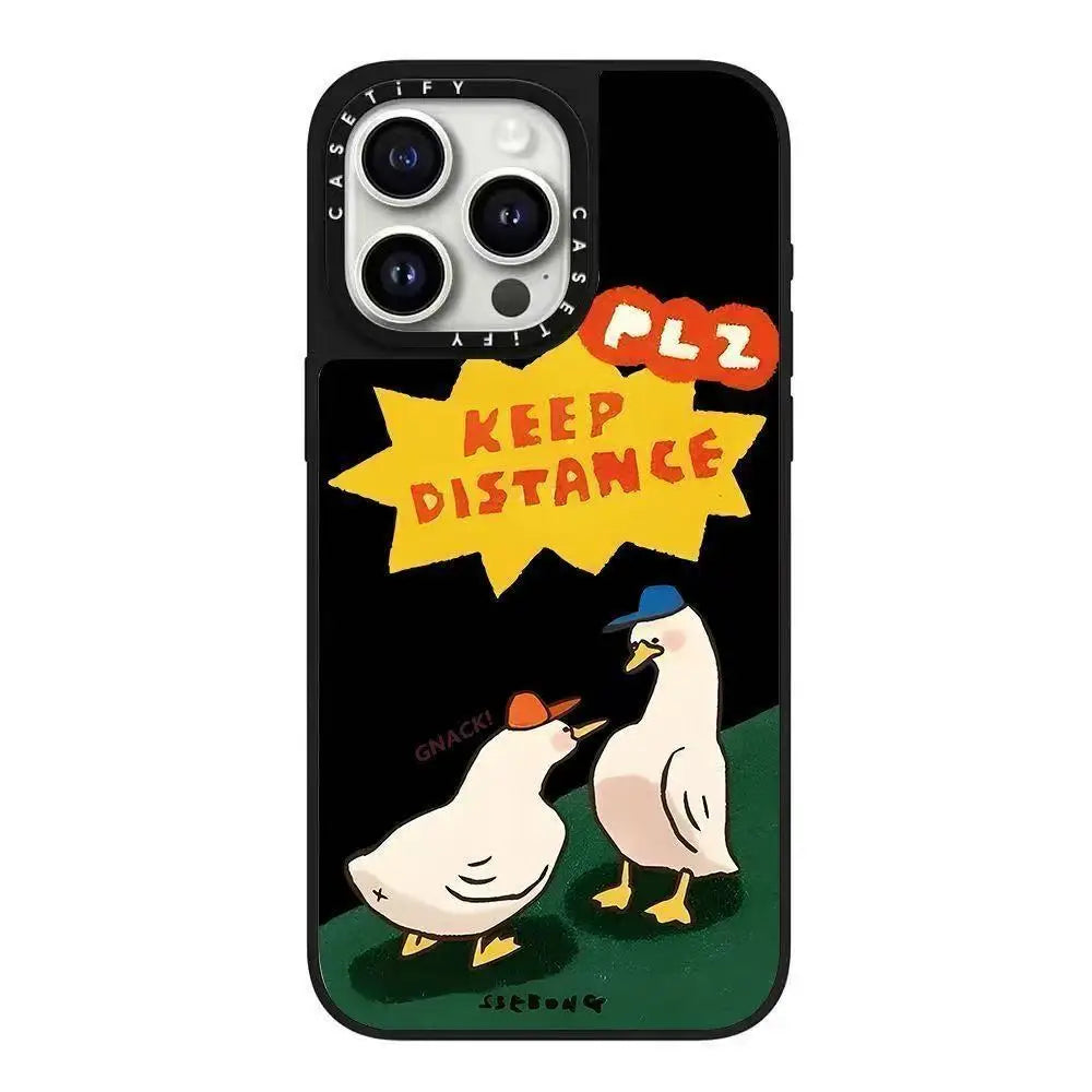 CASETiFY Cute Lazy Duck Cartoon Mirror Surface Phone Case for iPhone 16 pro Max 15 iPhone 14 Magnetic Absorption Compatible