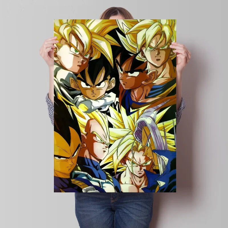 Bandai Classic Anime Dragon Ball HD Poster Goku Gohan Vegeta Piccolo Friza Retro Canvas Painting Print Wall Art Children Gift