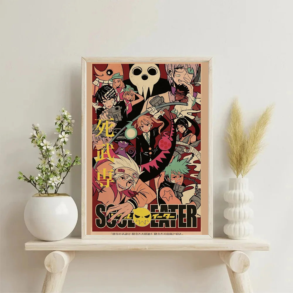 1PC Classic Anime Soul Eater Poster Self-adhesive Art Waterproof Paper Sticker Coffee House Bar Room Wall Decor